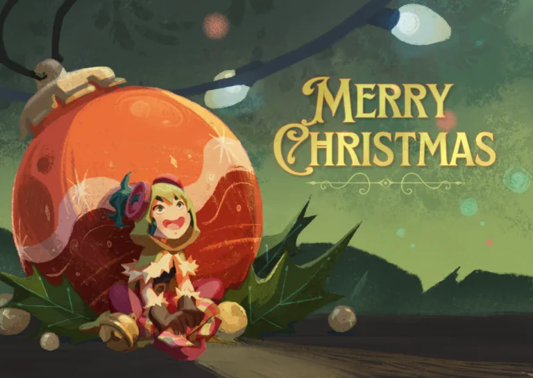 Merry Christmas Postcard illustration from Elusive, an under development indiegame by Chibig.